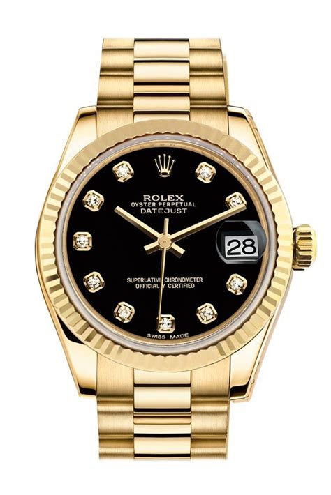 womens gold rolex with black